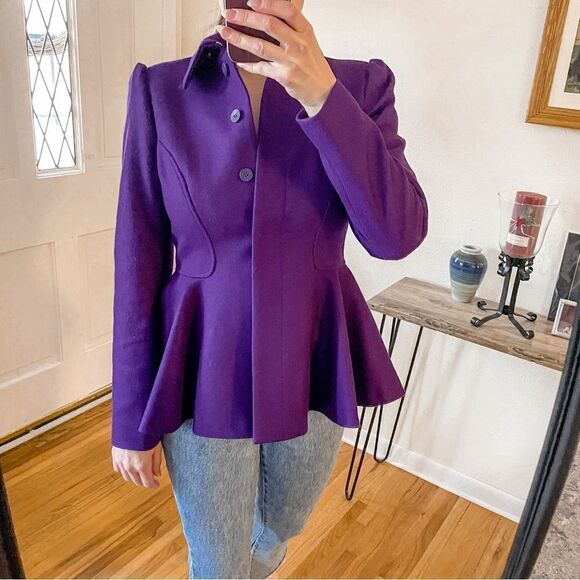 Ted Baker Sollel Short Peplum Coat Purple - Picture 1 of 10